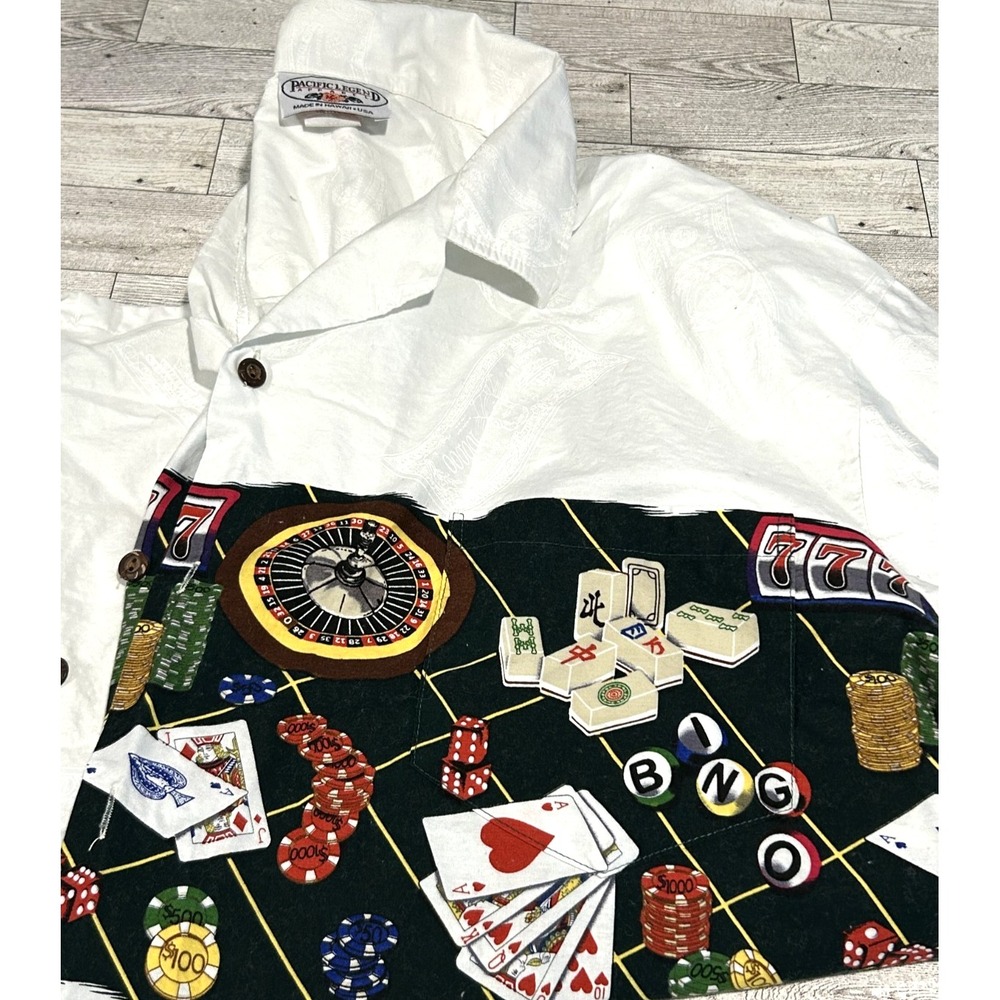 Mens Pacific Legend Hawaiian Shirt 2XL Casino‎ Gambling Poker Royal Flush Chips